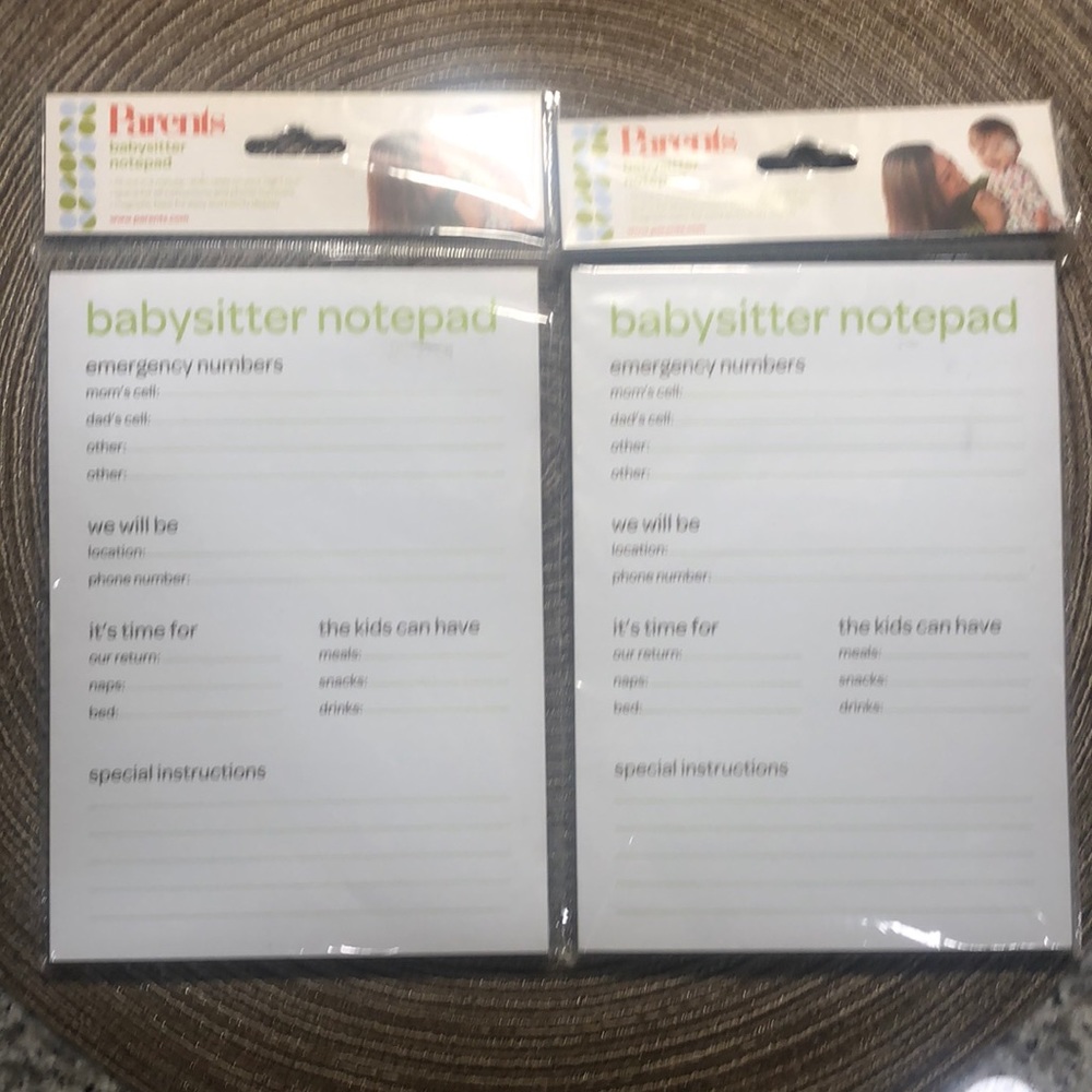 Parents Babysitter Notepads Magnetic - Lot of 2 Packages